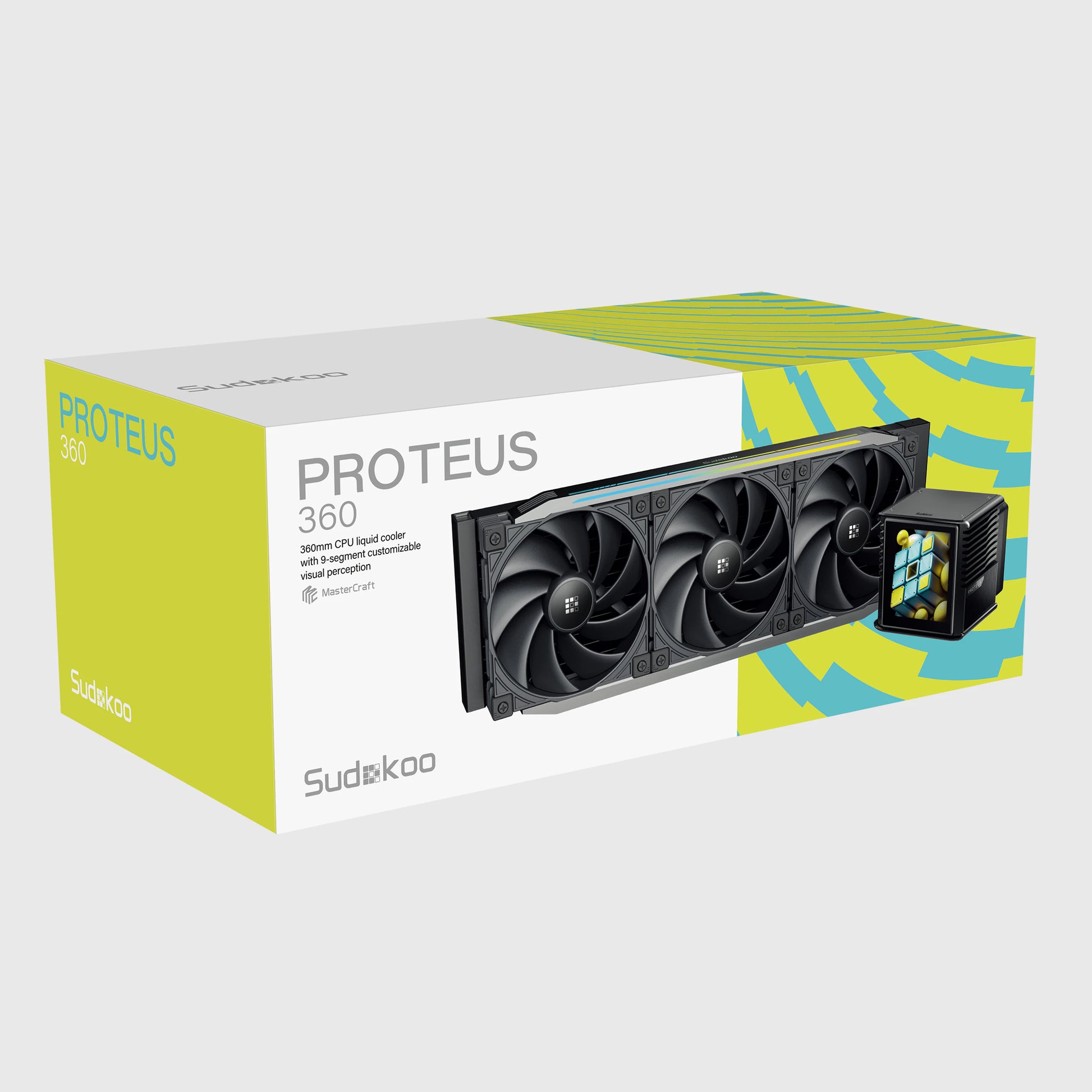 SUDOKOO PROTEUS 360 - 360mm AIO LCD CPU Cooler with Customizable 3.4" Digital Display - Black