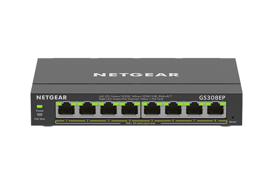 NETGEAR GS308EP-8-Port Gigabit Ethernet PoE+ Plus Switch (62W) (GS308EP-100NAS)