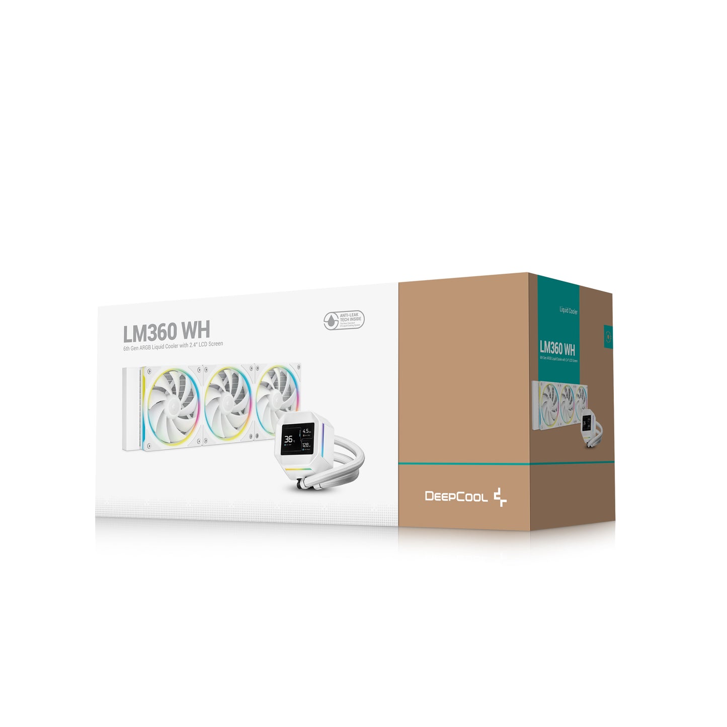 DEEPCOOL LM360 360mm ARGB Liquid Cooler with 2.4" LCD Screen - Black | White