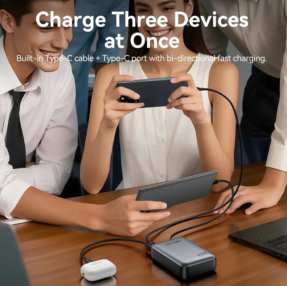 Vention 20000mAh 45W Compact and Portable Air Travel Friendly Power Bank USB-C/USB-A
