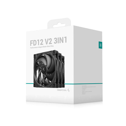 DEEPCOOL FD12 V2 3-IN-1 120mm Performance Fans - Black