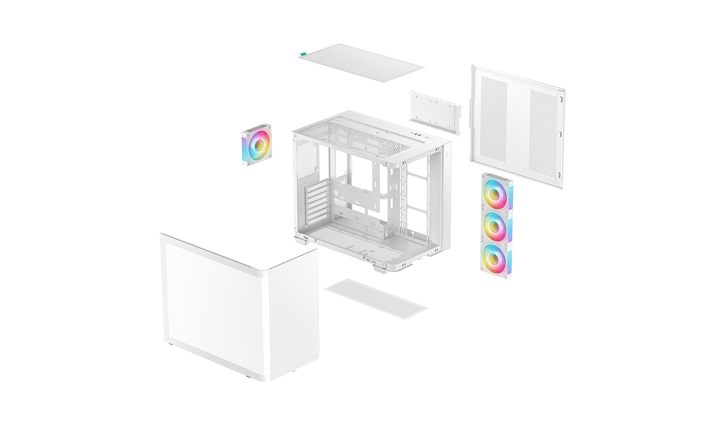 DeepCool CG530U 4F White Panoramic Curved Glass Dual Chamber ATX PC Case