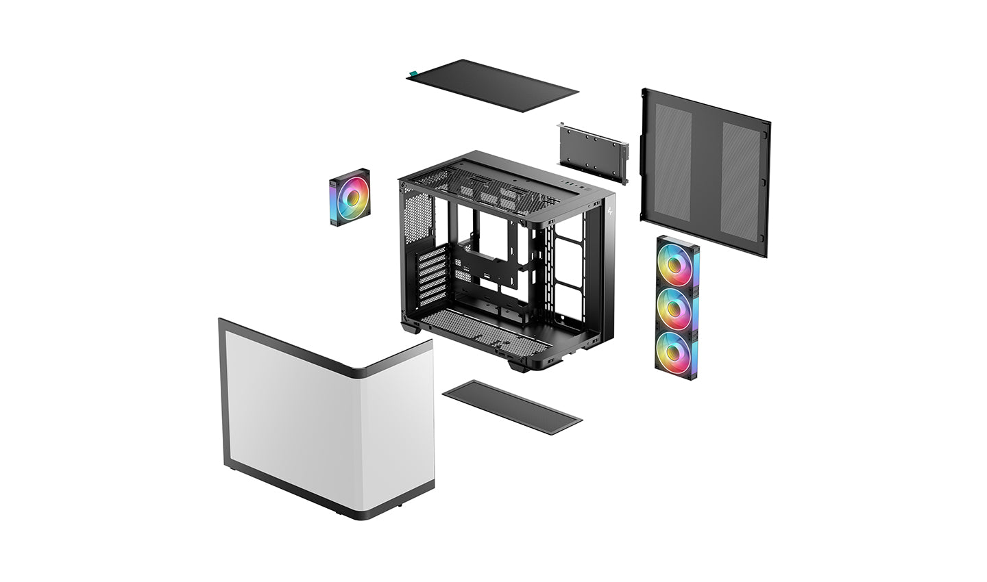 DeepCool CG530U 4F Black Panoramic Curved Glass Dual Chamber ATX PC Case