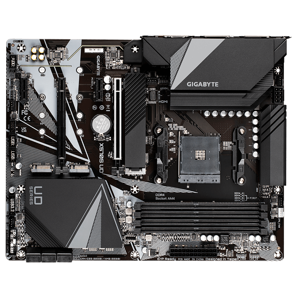 GIGABYTE X570S-UD MOTHERBOARD (GA-X570S-UD) AMD Socket AM4, support for: AMD Ryzen™ 5000 Series/ Ryzen™ 5000 G-Series/ AMD Ryzen™ 4000 G-Series/ AMD Ryzen™ 3000 Series/ AMD Ryzen™ 3000 G-Series/ AMD Ryzen™ 2000 Series/ AMD Ryzen™ 2000 G-Series Processors