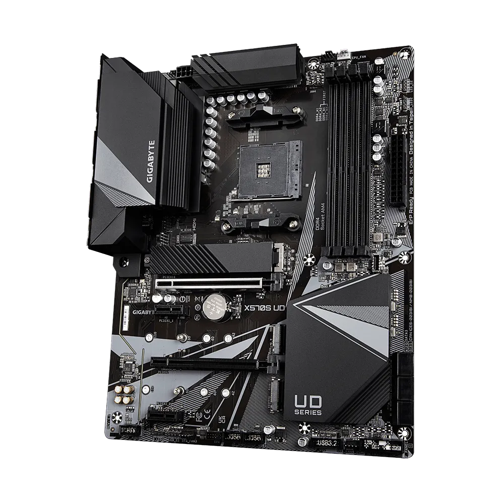 GIGABYTE X570S-UD MOTHERBOARD (GA-X570S-UD) AMD Socket AM4, support for: AMD Ryzen™ 5000 Series/ Ryzen™ 5000 G-Series/ AMD Ryzen™ 4000 G-Series/ AMD Ryzen™ 3000 Series/ AMD Ryzen™ 3000 G-Series/ AMD Ryzen™ 2000 Series/ AMD Ryzen™ 2000 G-Series Processors