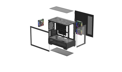 Deepcool CG380 3F Panoramic Micro-ATX (Black)