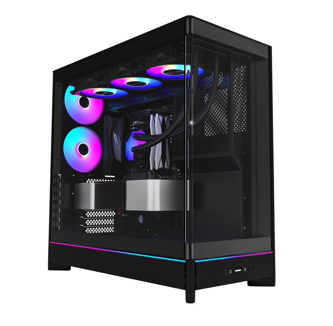 Montech  HS02 Pro ATX Mid-Tower Front Panoramic curved glass Black/White Case
