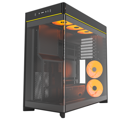 Montech  HS02 Pro ATX Mid-Tower Front Panoramic curved glass Black/White Case