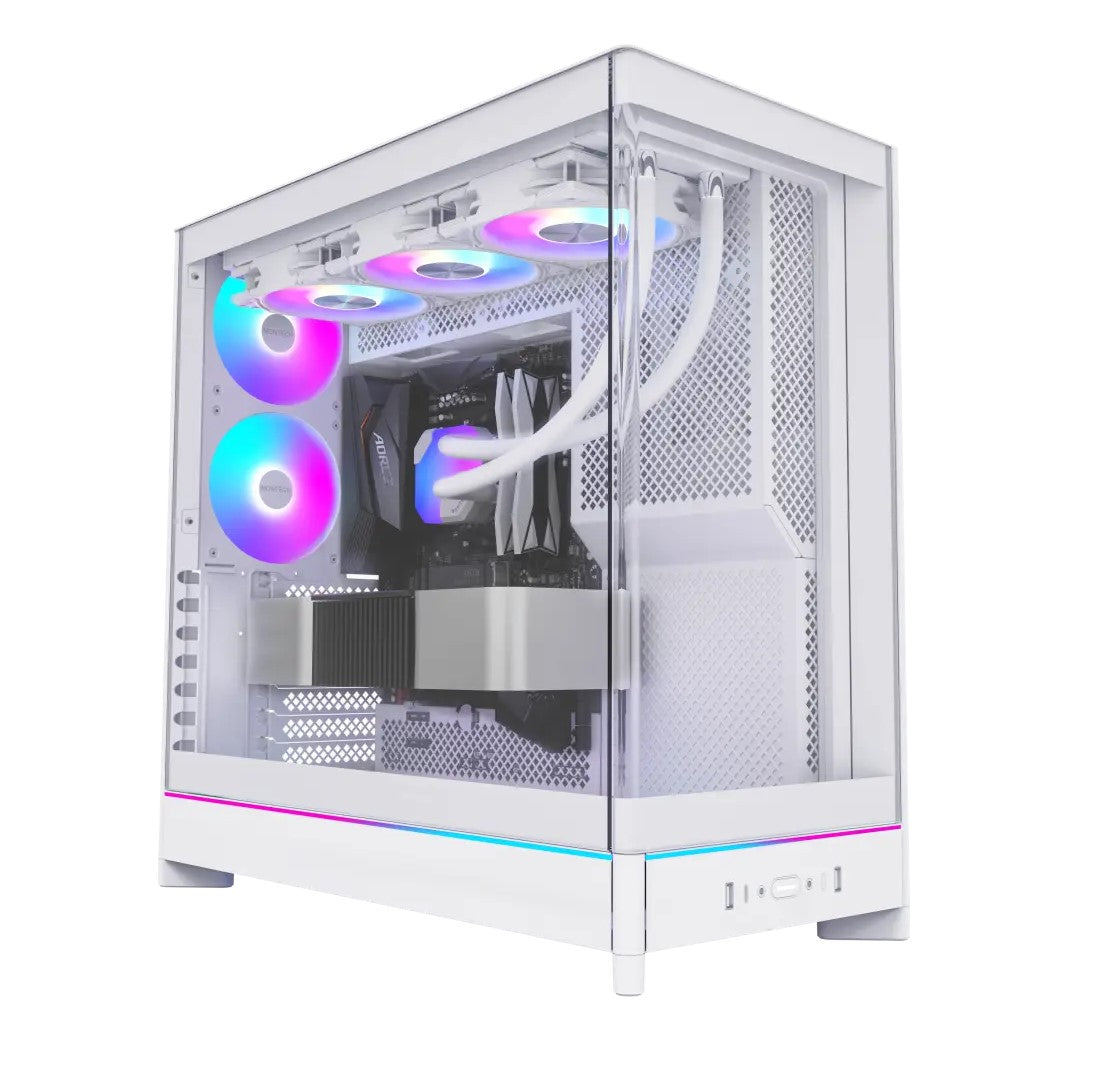 Montech  HS02 Pro ATX Mid-Tower Front Panoramic curved glass Black/White Case