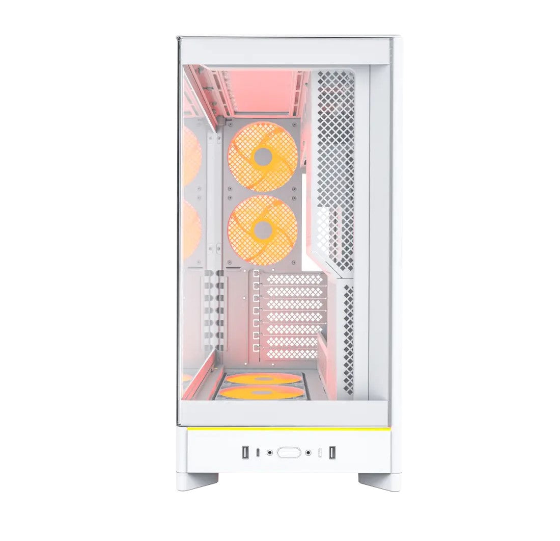 Montech  HS02 Pro ATX Mid-Tower Front Panoramic curved glass Black/White Case