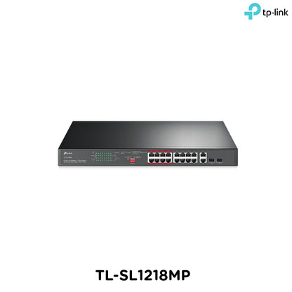 Tp-Link TL-SL1218MP I 16-Port 10/100 Mbps + 2-Port Gigabit Rackmount Switch with 16-Port PoE+