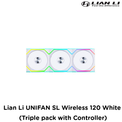 Lian Li Uni Fan SL Wireless 120 - White (Triple pack with Controller)