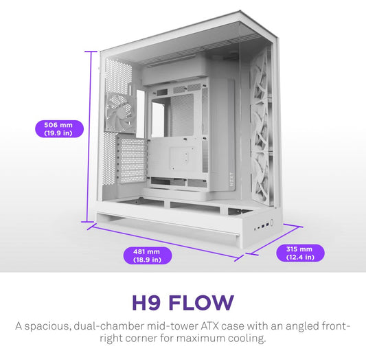 NZXT H9 Flow White Mid-Tower ATX Airflow Case