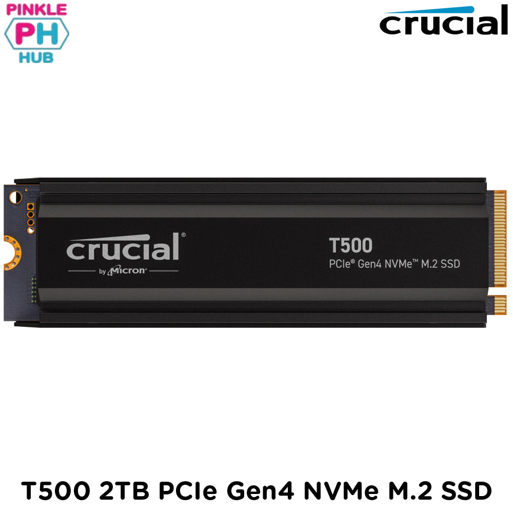 CRUCIAL T500 2TB PCIe Gen4 NVMe M.2 SSD with heatsink