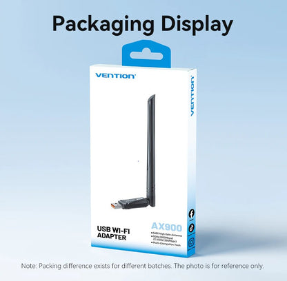 Pinklehub | Vention AX900 USB Wi-Fi Dual Band Adapter With High Gain Antenna Black