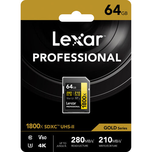 Lexar Professional 1800x UHS-II SDXC Memory Card (GOLD Series)