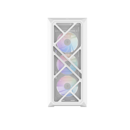 SAMA S41 Mid-Tower PC Case, 4 ARGB Fans, Pre-Installed ARGB HUB (White)