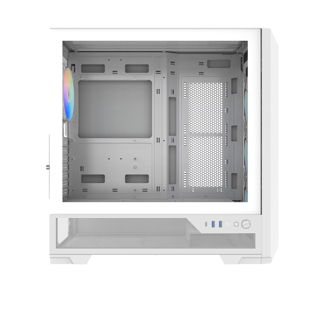 SAMA S41 Mid-Tower PC Case, 4 ARGB Fans, Pre-Installed ARGB HUB (White)