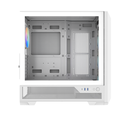 SAMA S41 Mid-Tower PC Case, 4 ARGB Fans, Pre-Installed ARGB HUB (White)