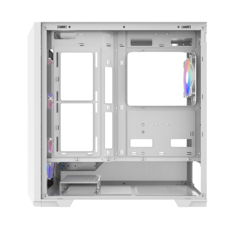 SAMA S41 Mid-Tower PC Case, 4 ARGB Fans, Pre-Installed ARGB HUB (White)