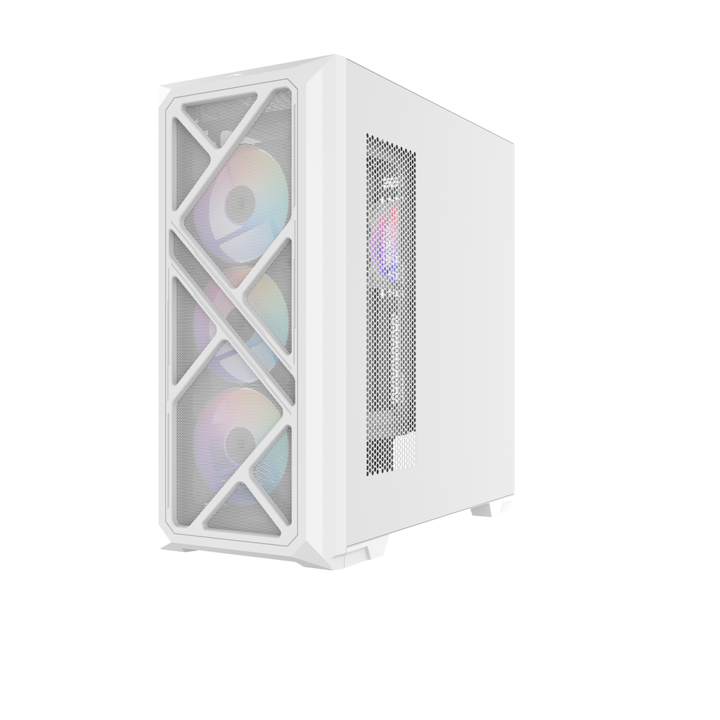 SAMA S41 Mid-Tower PC Case, 4 ARGB Fans, Pre-Installed ARGB HUB (White)