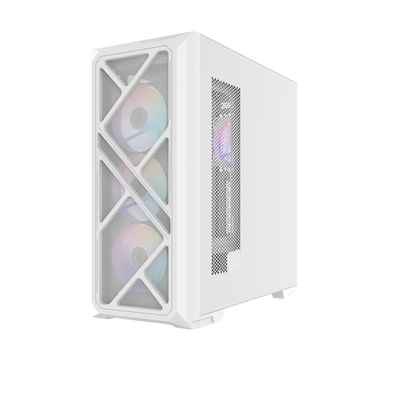 SAMA S41 Mid-Tower PC Case, 4 ARGB Fans, Pre-Installed ARGB HUB (White)