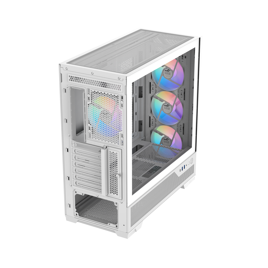 SAMA S41 Mid-Tower PC Case, 4 ARGB Fans, Pre-Installed ARGB HUB (White)