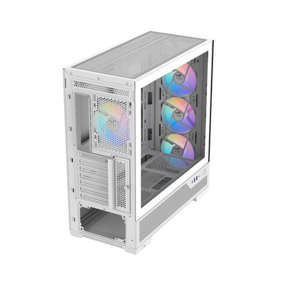 SAMA S41 Mid-Tower PC Case, 4 ARGB Fans, Pre-Installed ARGB HUB (White)