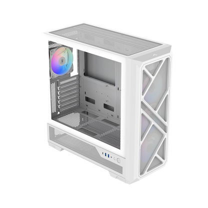SAMA S41 Mid-Tower PC Case, 4 ARGB Fans, Pre-Installed ARGB HUB (White)