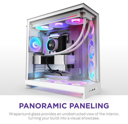 NZXT H9 Flow RGB White Large Dual-Chamber Mid-Tower ATX Airflow Case with RGB