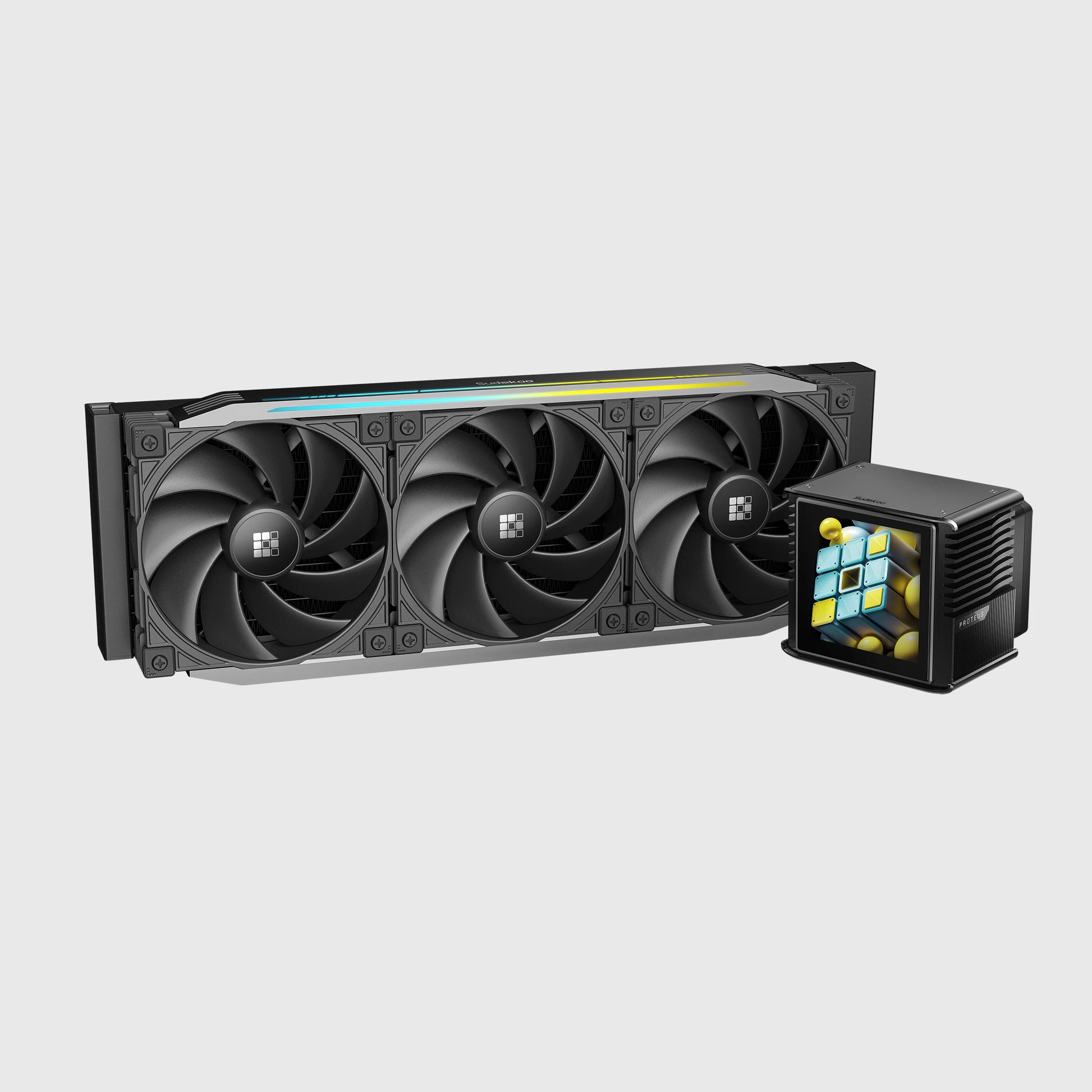 SUDOKOO PROTEUS 360 - 360mm AIO LCD CPU Cooler with Customizable 3.4" Digital Display - Black