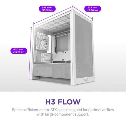 NZXT H3 Flow White Micro-ATX Airflow Case