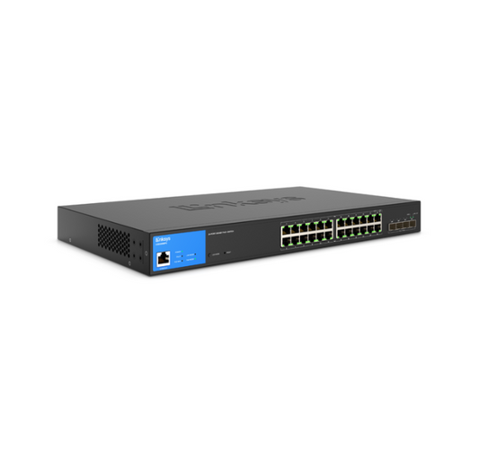 Linksys Business Switch - 24 Port (LGS328MPC) 24-Port Managed Gigabit PoE+ Switch with 4 10G SFP+ Uplinks 410W TAA Compliant