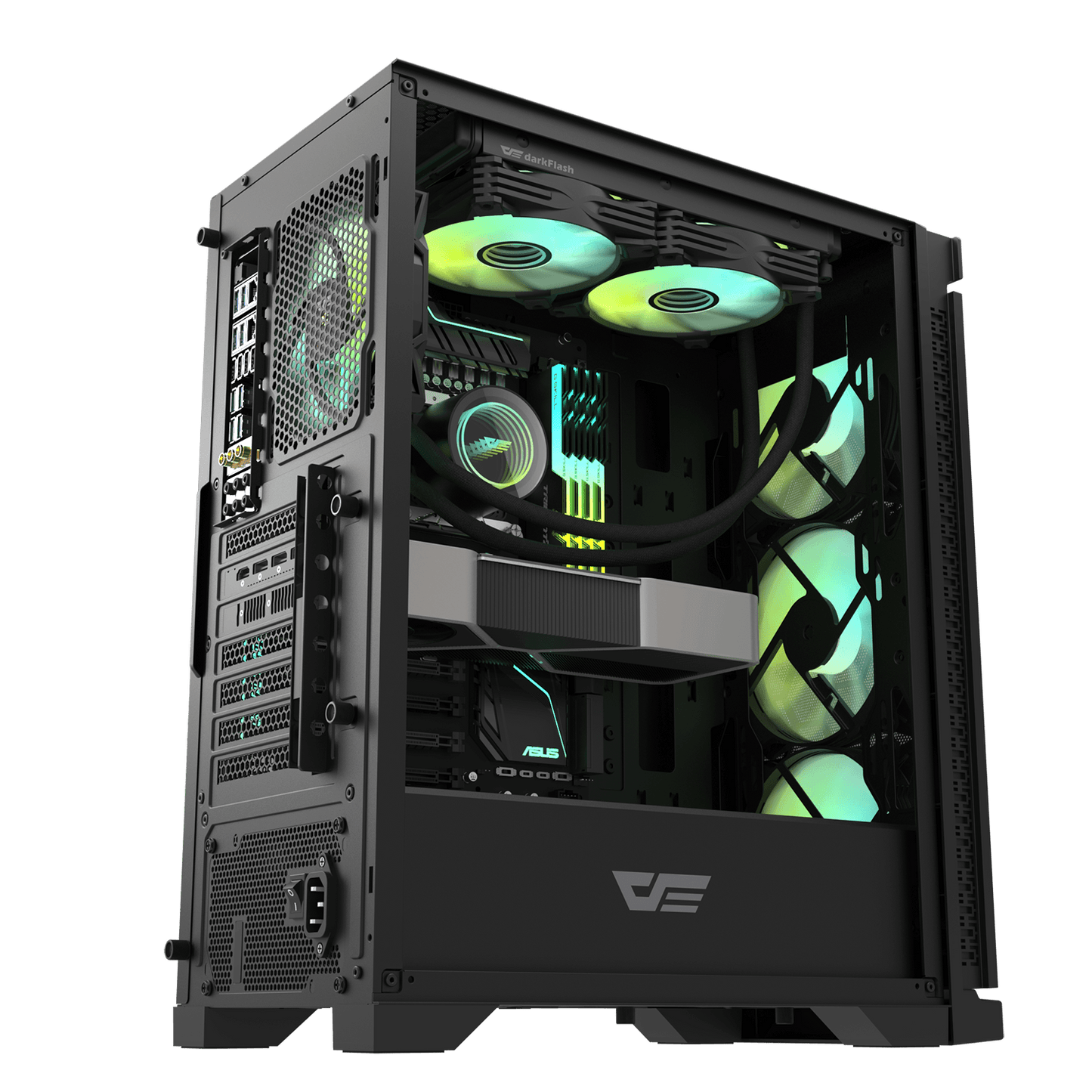 Darkflash DK361 ATX Case w/ 4pcs ARGB Fans Black/White