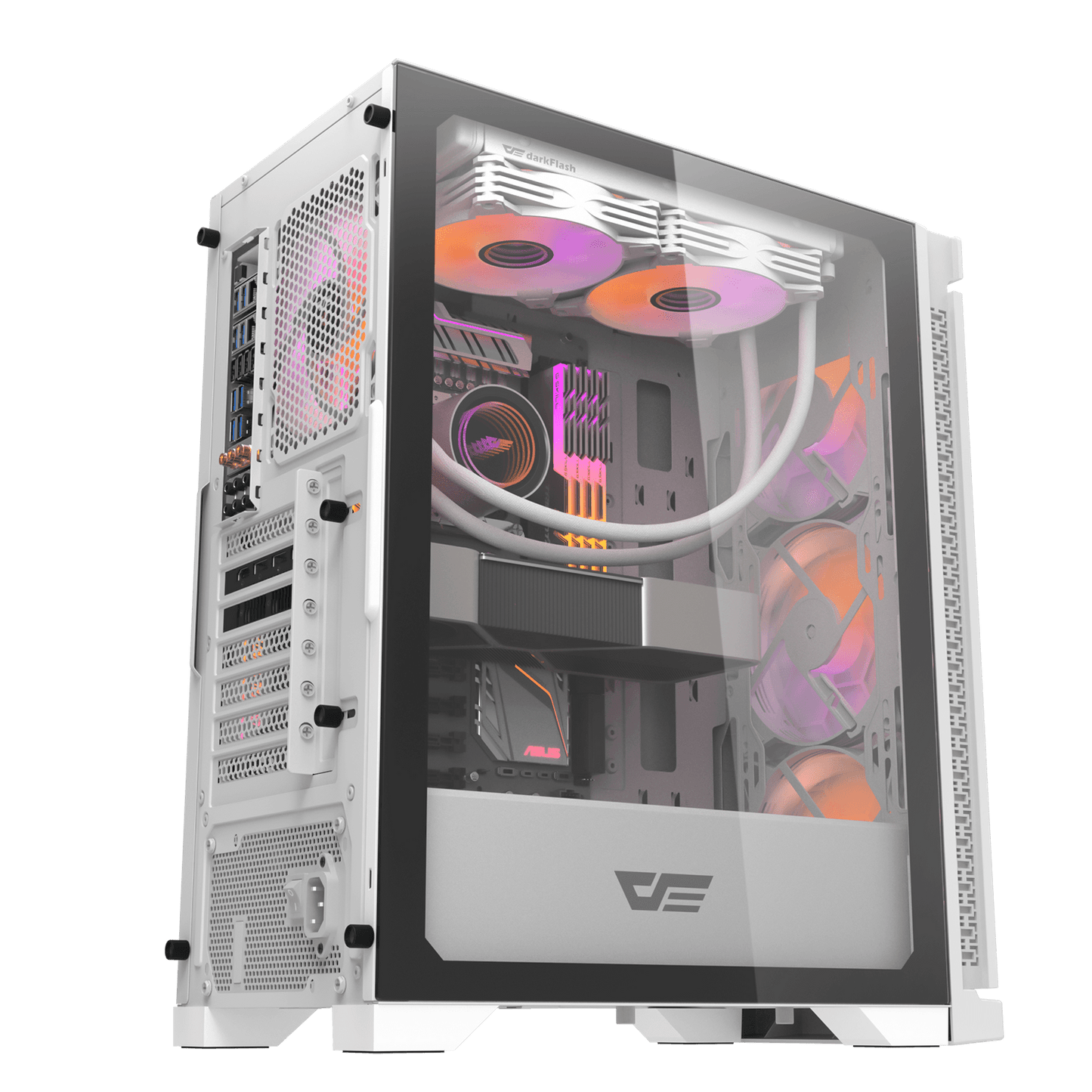 Darkflash DK361 ATX Case w/ 4pcs ARGB Fans Black/White