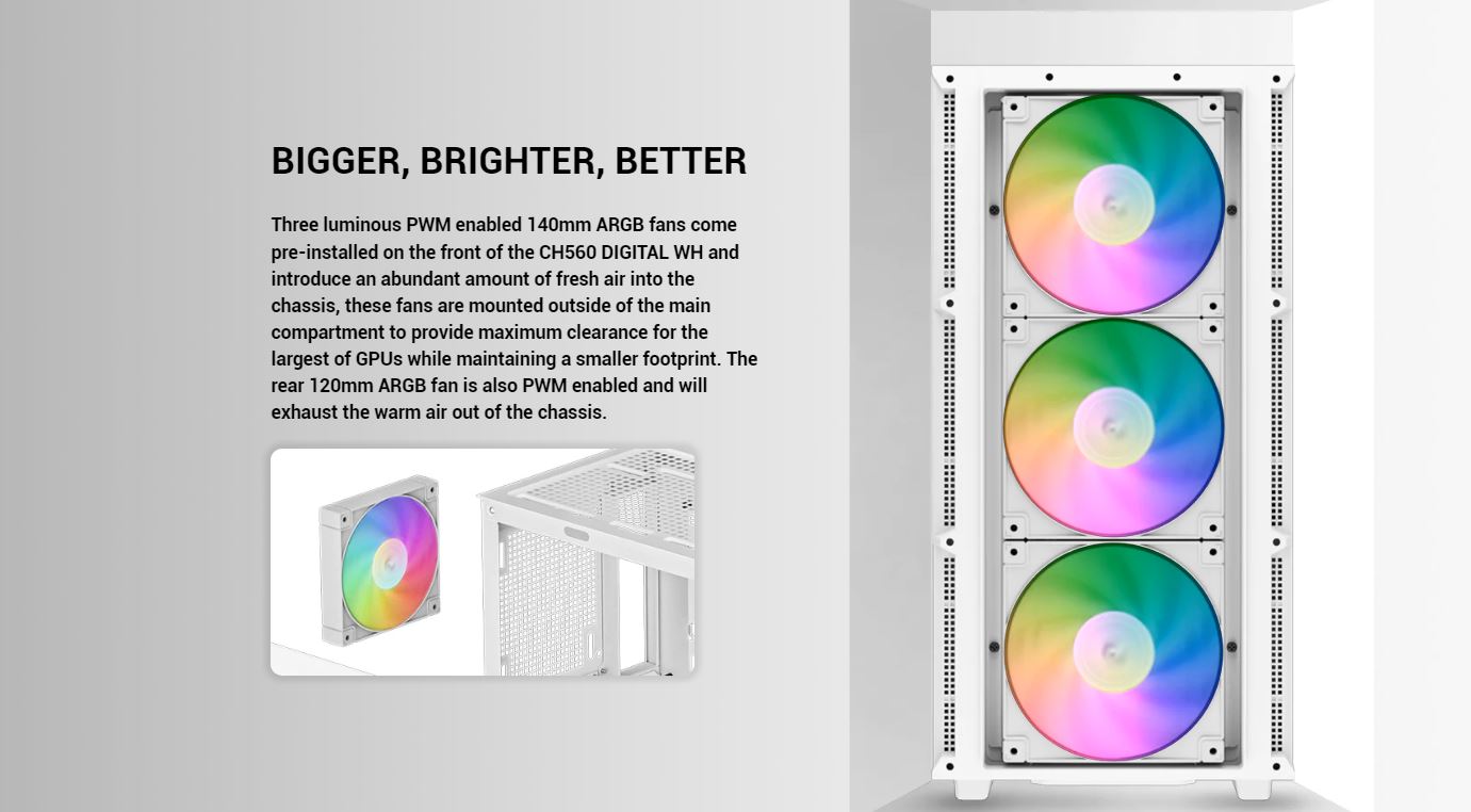 Deepcool CH560 DIGITAL WH Mid-Tower Case