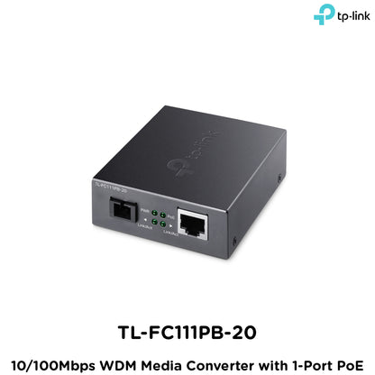 Tp-Link TL-FC111PB-20 I 10/100Mbps WDM Media Converter with 1-Port PoE