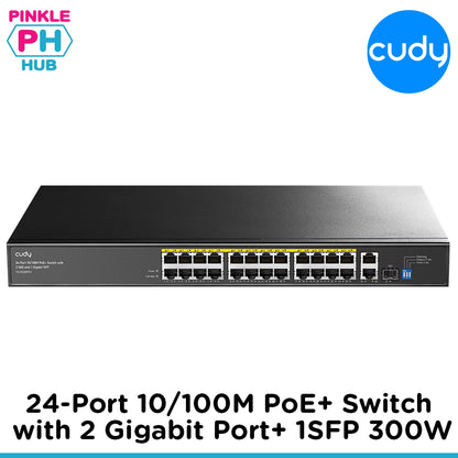 Cudy 24-Port 10/100M PoE+ Switch with 2 Gigabit Port+ 1SFP 300W