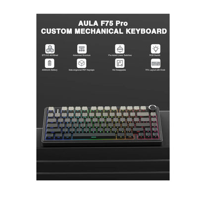 AULA 75 Pro Black Gradient Gray 80 Keys Mechanical Keyboard Reaper Switch
