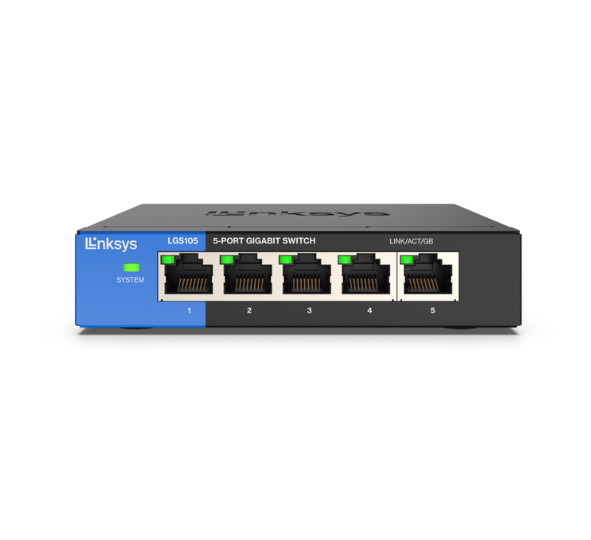 Linksys Business Switch - 5 Port (LGS105) 5-Port Business Desktop Gigabit Ethernet Unmanaged Switch, Computer Network, Wired Connection Speed up to 1,000 Mbps