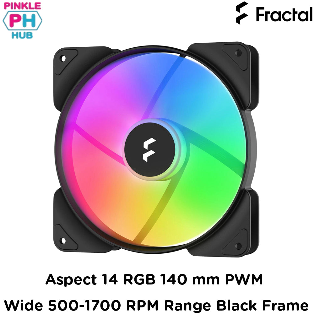 FRACTAL Aspect 14 RGB 140 mm PWM Wide 500-1700 RPM Range Black Frame Computer Case Fan