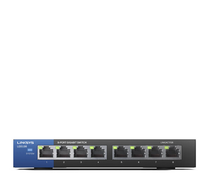 Linksys Business Switch - 8 Port (LGS108) 8-Port Business Desktop Gigabit Ethernet Unmanaged Switch, Computer Network, Wired Connection Speed up to 1000 Mbps