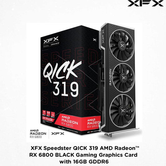 XFX Speedster QICK 319 AMD Radeon™ RX 6800 BLACK Gaming Graphics Card with 16GB GDDR6, AMD RDNA™ 2