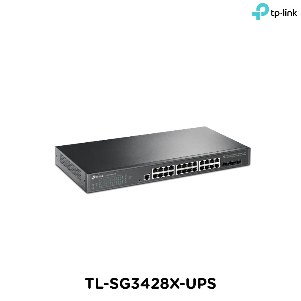 Tp-Link TL-SG3428X-UPS I JetStream 24-Port Gigabit L2+ Managed Switch with 4 10GE SFP+ Slots and UPS Power Supply