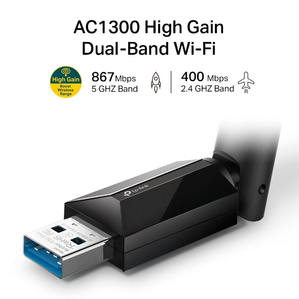 Tp-Link Archer T3U Plus I AC1300 High Gain Wireless Dual Band USB Adapter