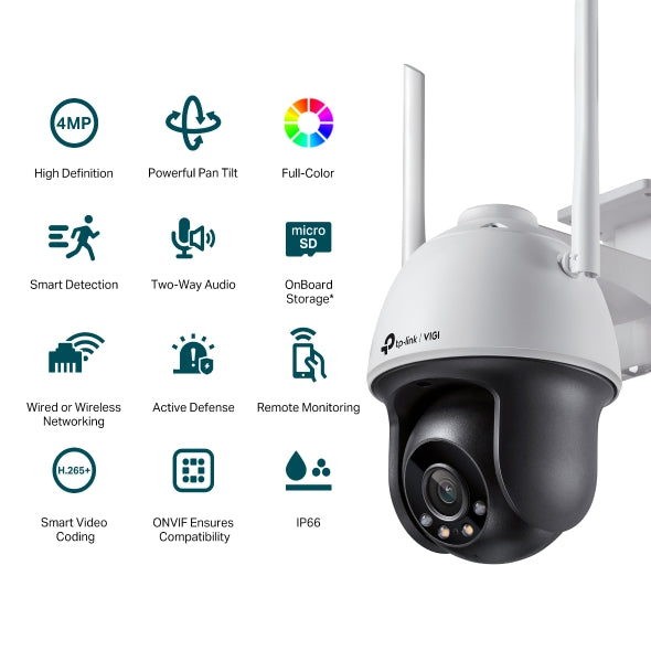 Tp-Link VIGI C540-W I VIGI 4MP Outdoor Full-Color Wi-Fi Pan Tilt Network Camera