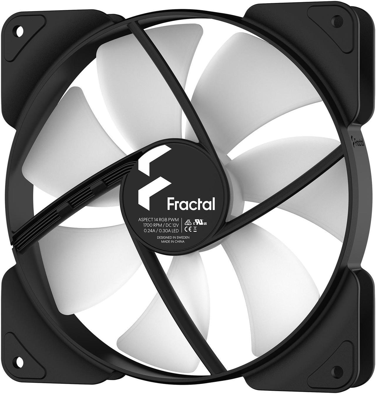 FRACTAL Aspect 14 RGB 140 mm PWM Wide 500-1700 RPM Range Black Frame Computer Case Fan