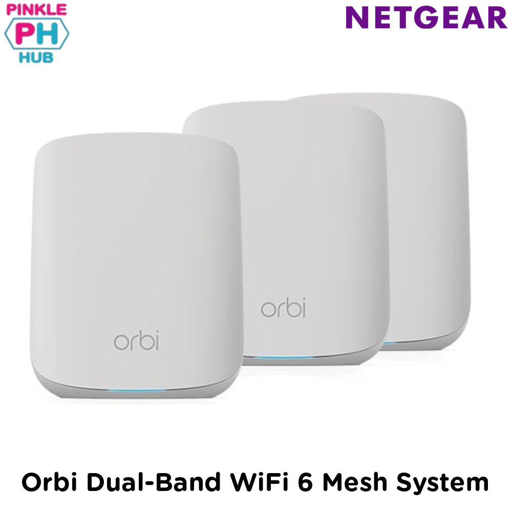 NETGEAR Orbi Dual-Band WiFi 6 Mesh System, 1.8Gbps, Router + 2 Satelli ...