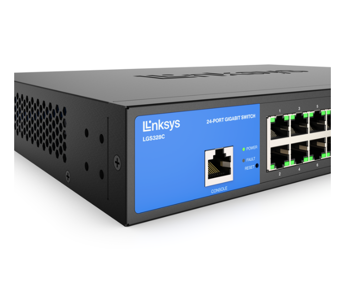 Linksys Business Switch - 24 Port (LGS328C) 24-Port Managed Gigabit Ethernet Switch with 4 10G SFP+ Uplinks TAA Complaint