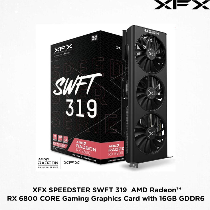 XFX Speedster SWFT 319 AMD Radeon™ RX 6800 CORE Gaming Graphics Card with 16GB GDDR6, AMD RDNA™ 2